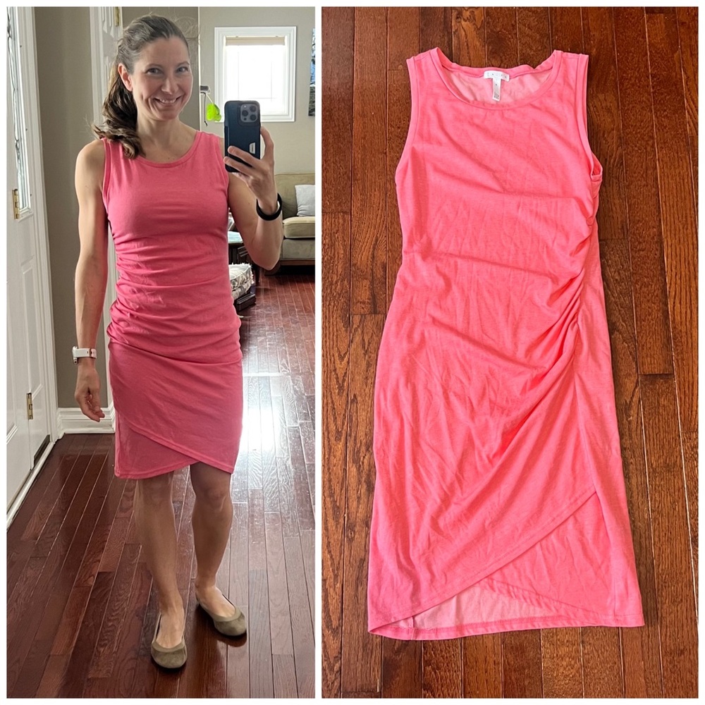 LEITH hot Pink Bodycon Ruched Dress